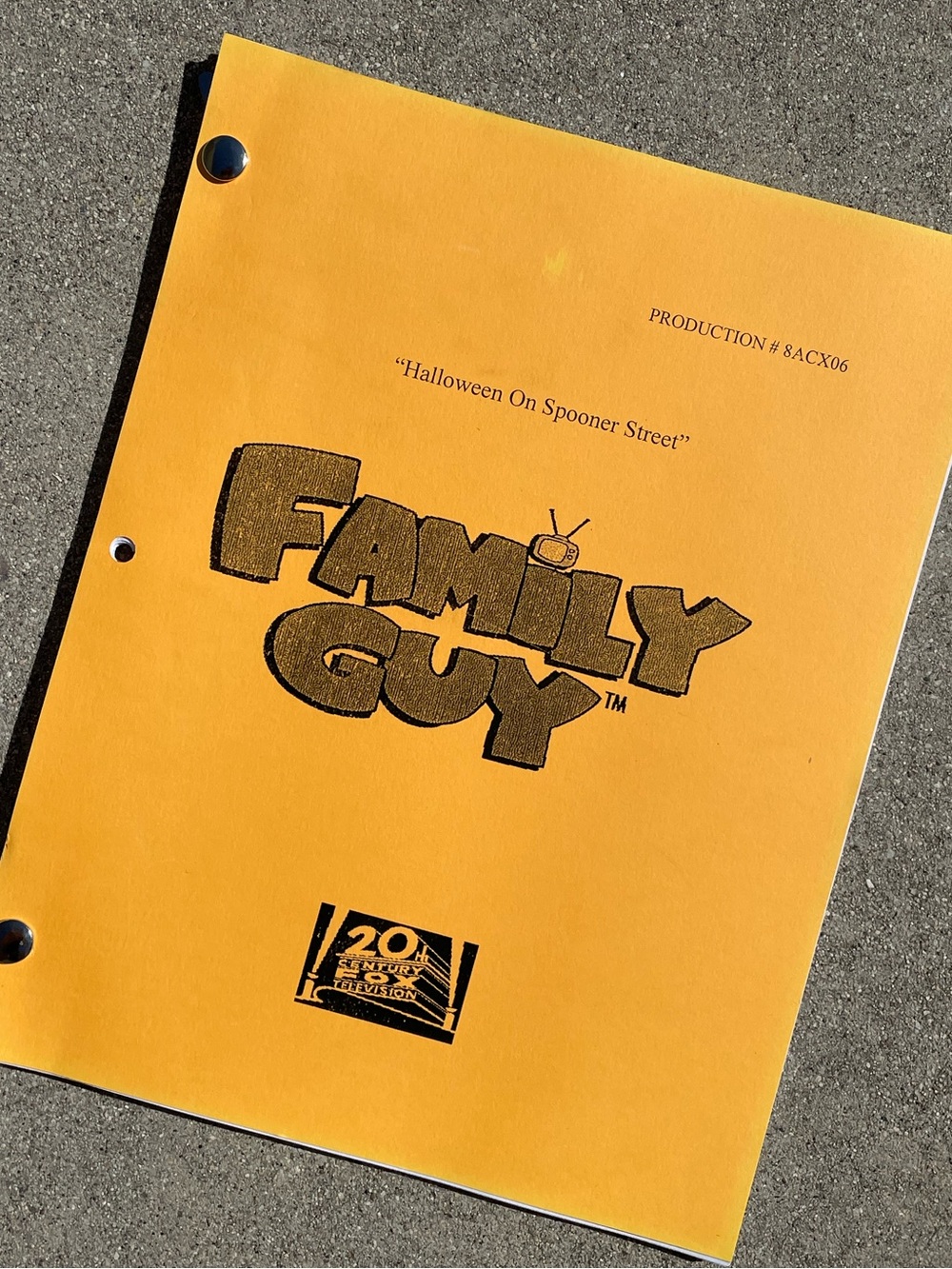 Family Guy 2009 Halloween On Spooner Street Production Used Table Draft Script